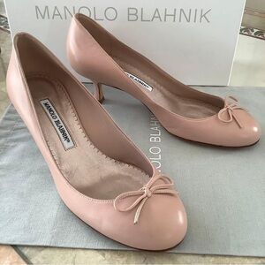 Manolo Blahnik Blush Pink Heels with Bow Detail